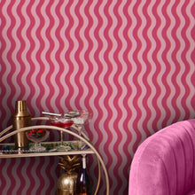 122371 Making Waves Raspberry and Tangerine Wallpaper by Envy