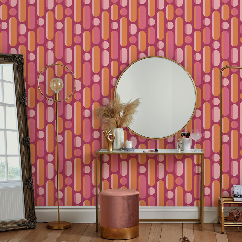 122376 Morse Tangerine and Raspberry Wallpaper by Envy