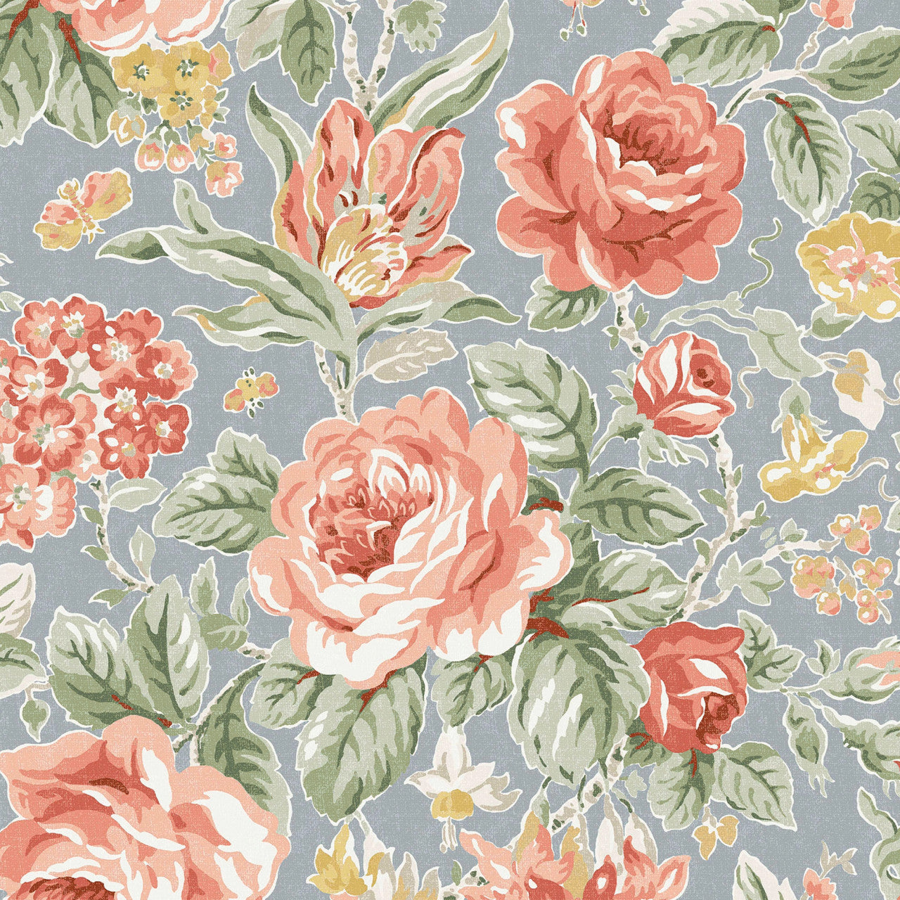 122753 Wild Roses Ochre Yellow Wallpaper by Laura Ashley