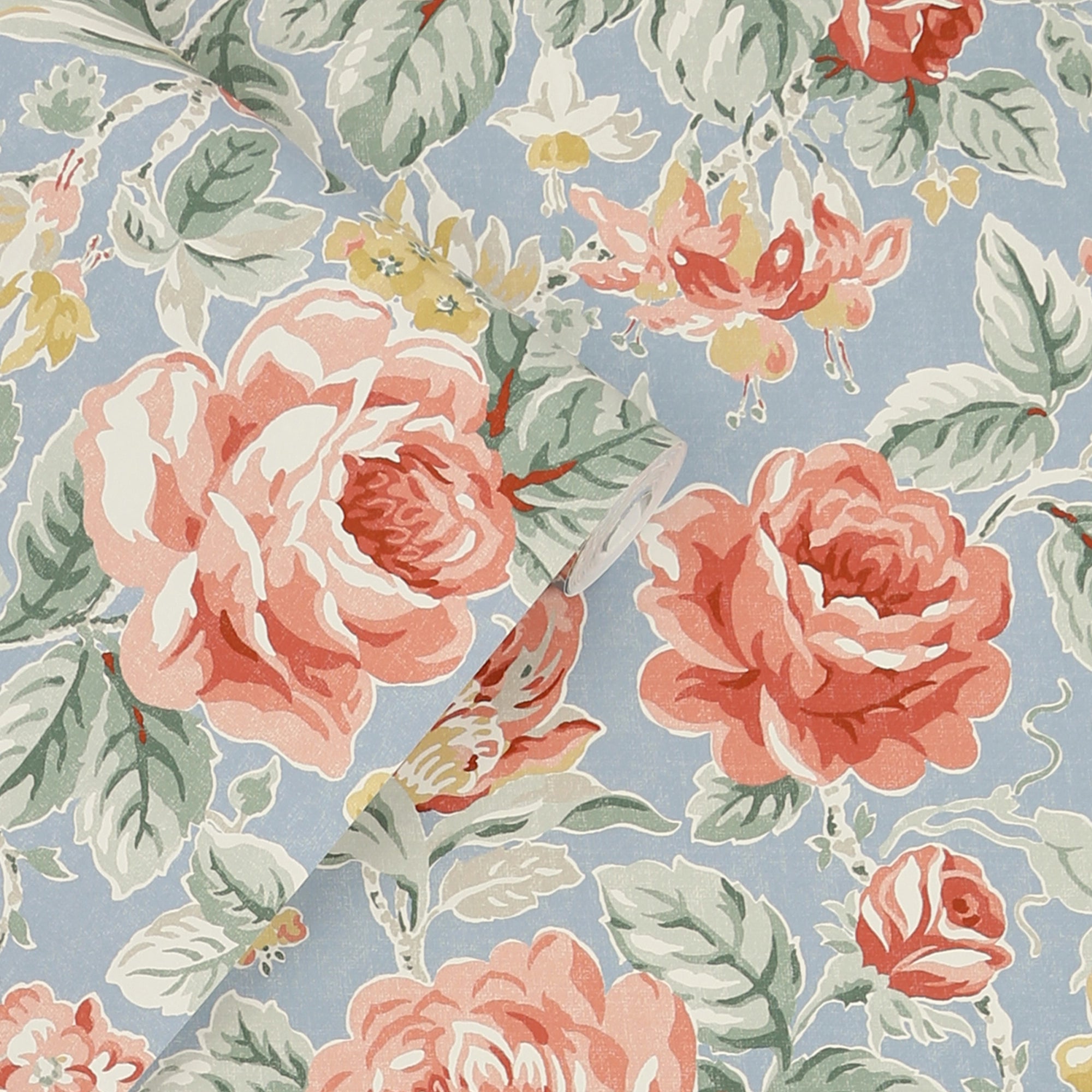 122753 Wild Roses Ochre Yellow Wallpaper by Laura Ashley