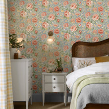122753 Wild Roses Ochre Yellow Wallpaper by Laura Ashley