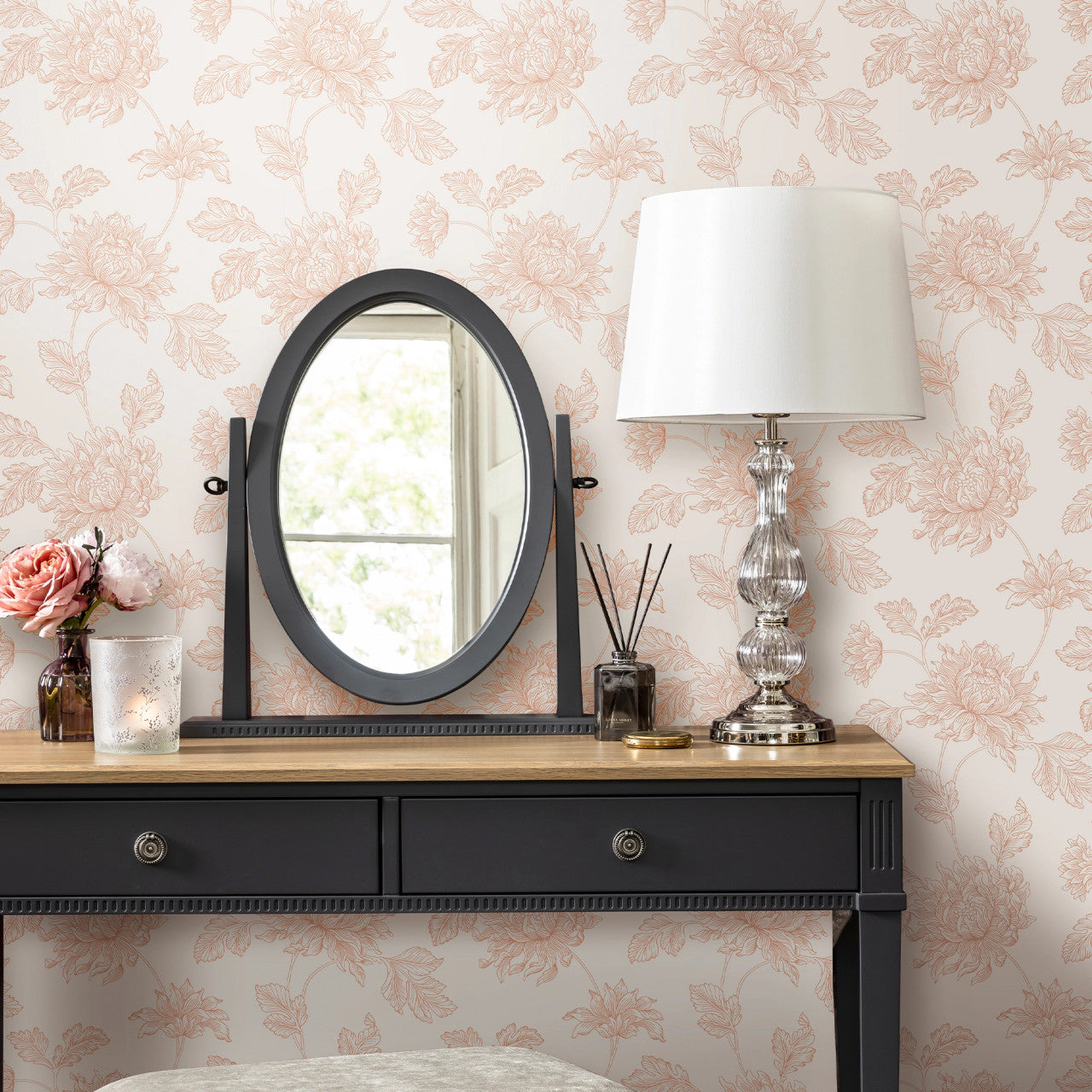 122763 Stratton Plaster Pink Wallpaper by Laura Ashley