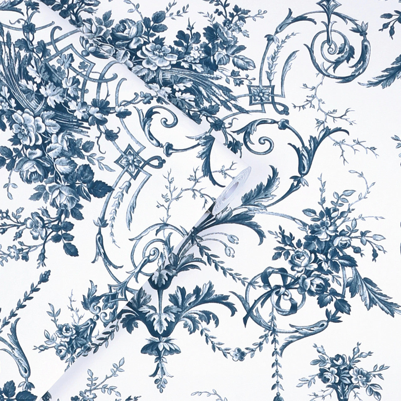 122767 Tuileries Midnight Blue Wallpaper by Laura Ashley