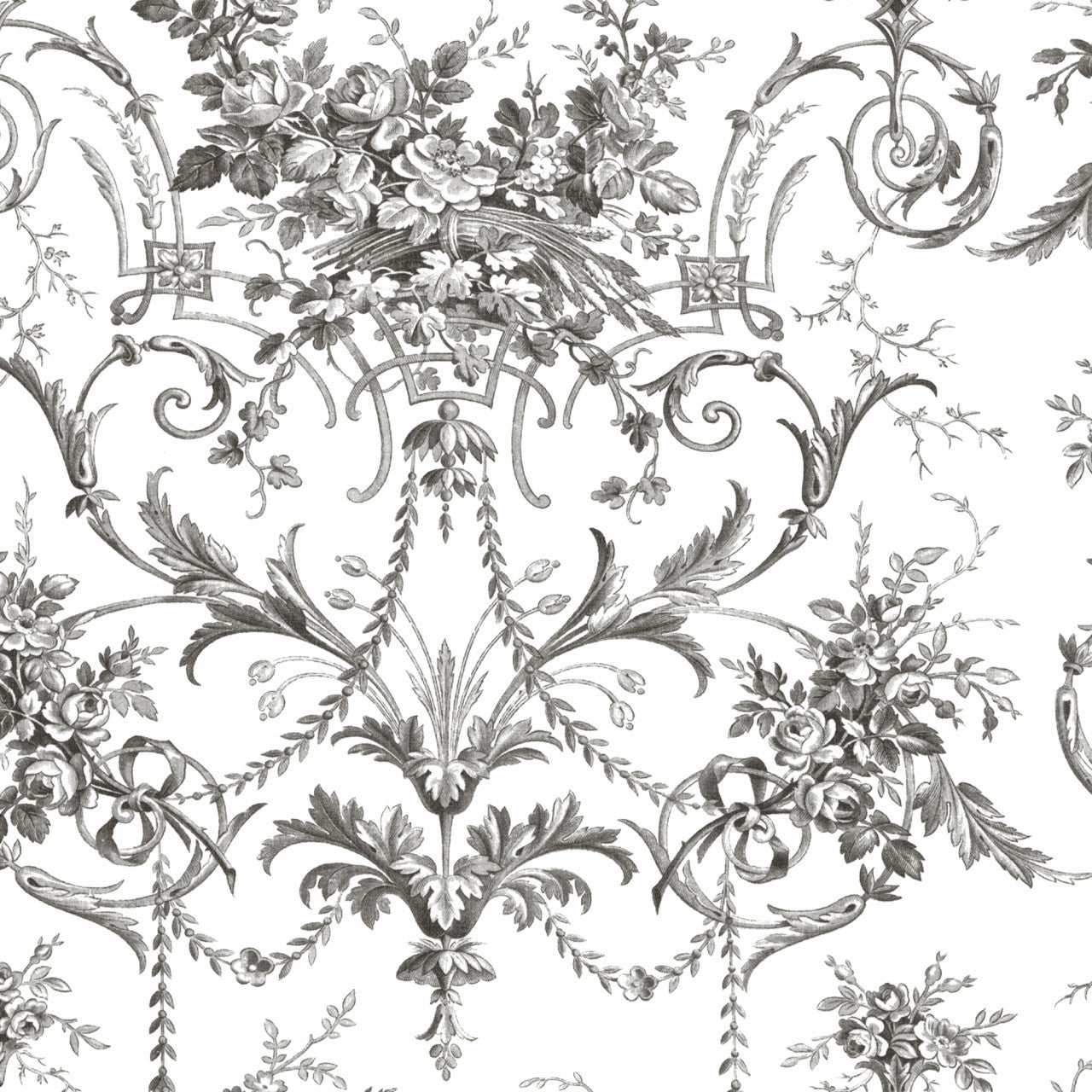 122768 Tuileries Charcoal Grey Wallpaper by Laura Ashley