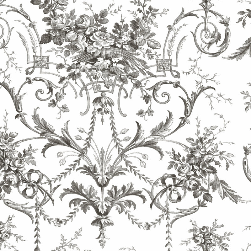 122768 Tuileries Charcoal Grey Wallpaper by Laura Ashley