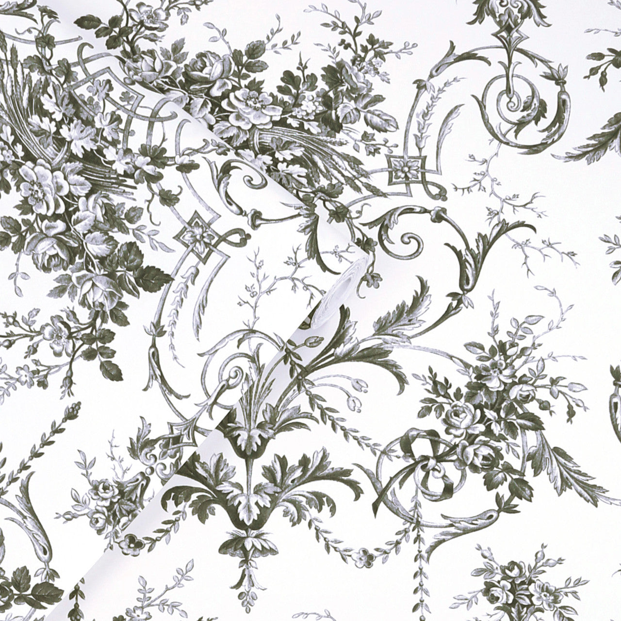 122768 Tuileries Charcoal Grey Wallpaper by Laura Ashley