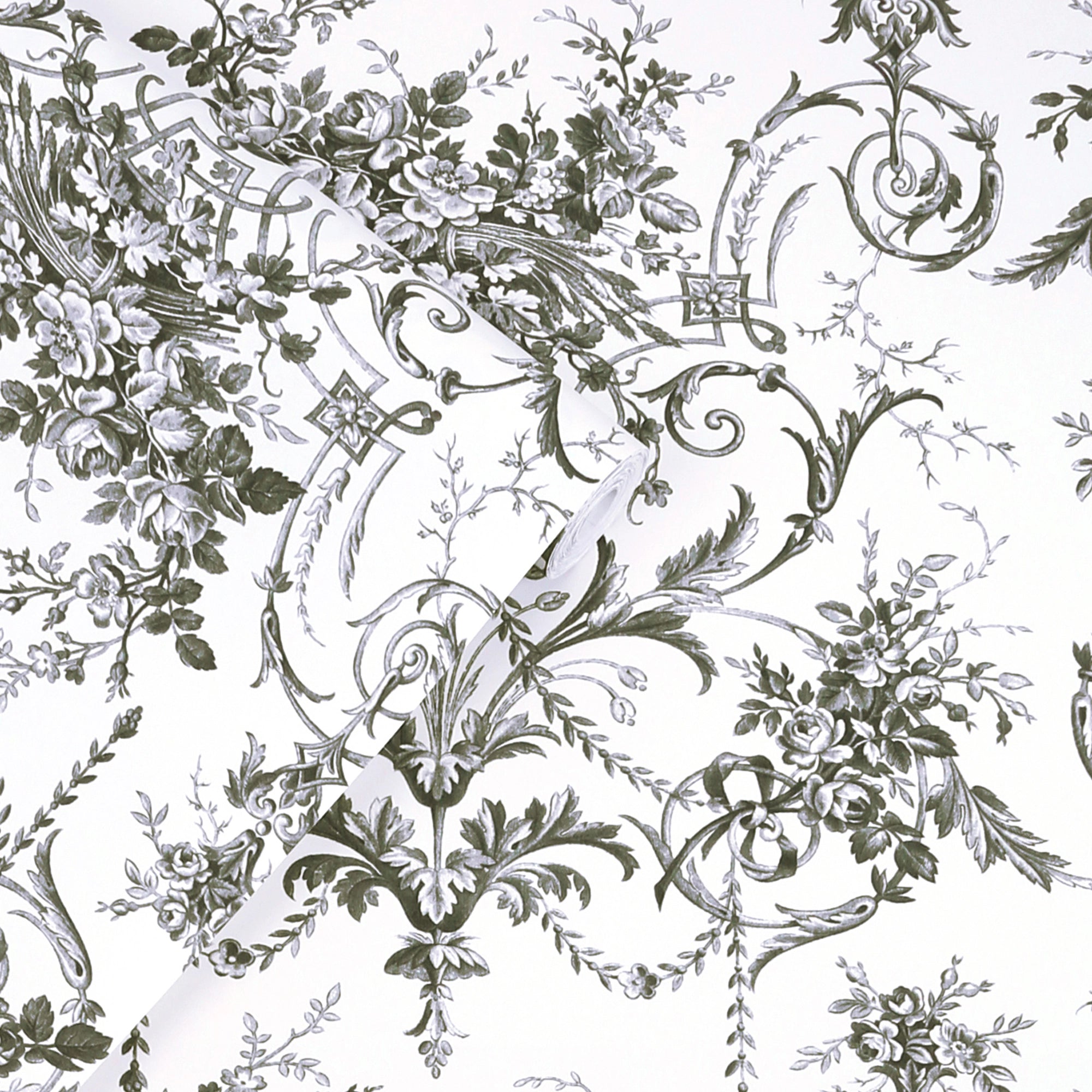 122768 Tuileries Charcoal Grey Wallpaper by Laura Ashley