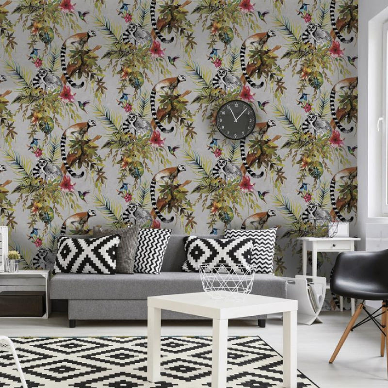 12401 Lemur Metallic Silver Wallpaper by Holden