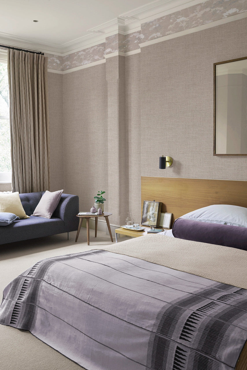 124095 Rustic Weft Praline Wallpaper by Graham and Brown