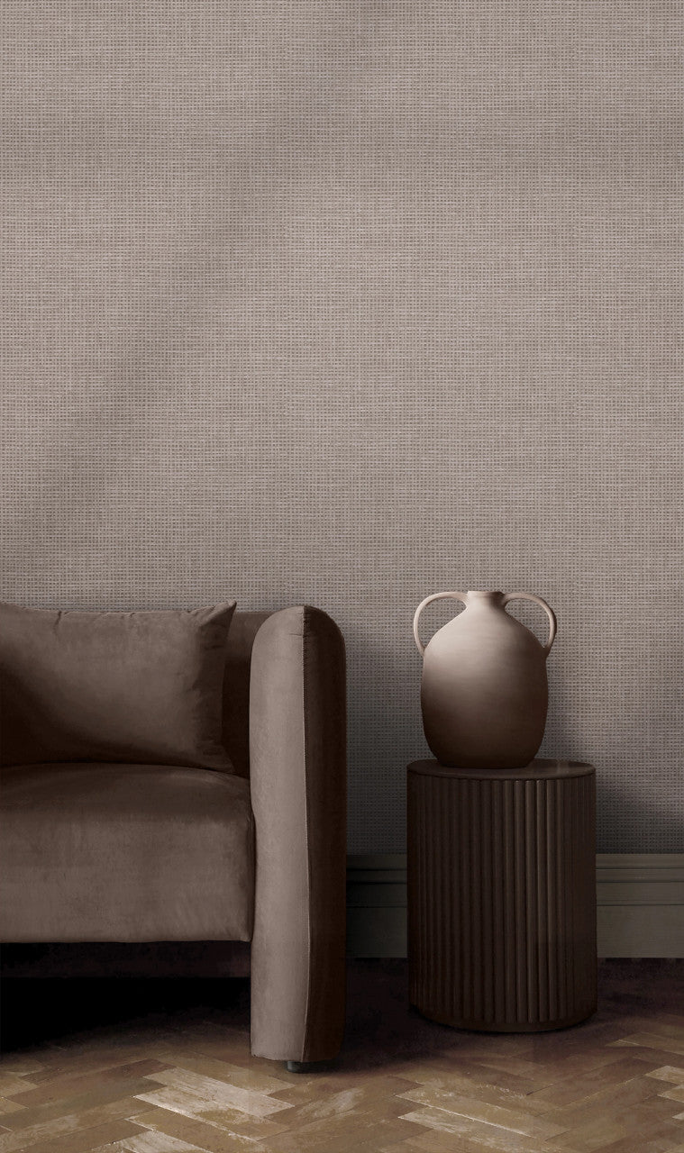 124100 Rustic Weft Stone Wallpaper by Graham and Brown