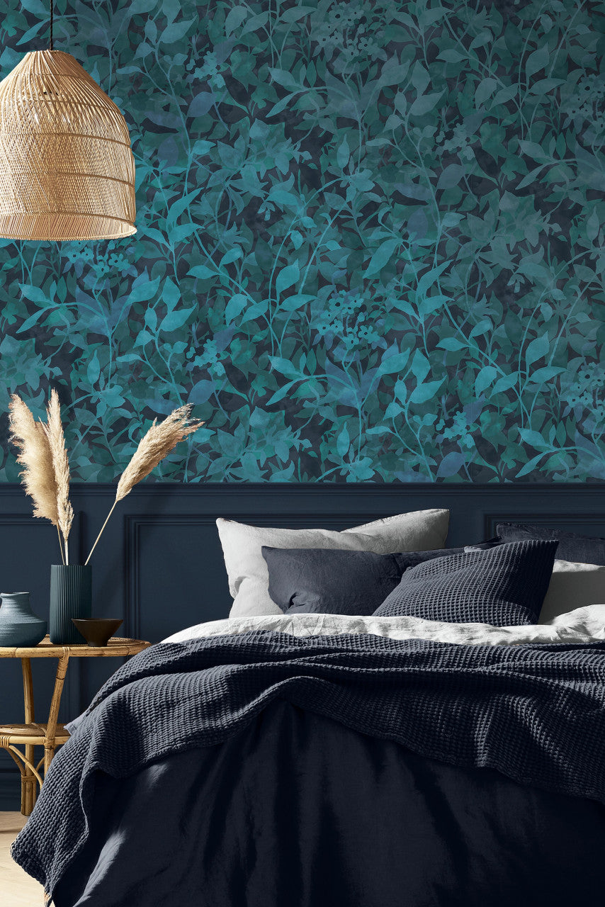 124116 Fleur Midnight Wallpaper by Graham and Brown