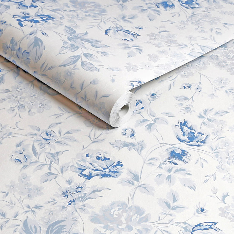 125109 Romantic Rose Blue Wallpaper by Rachel Ashwell