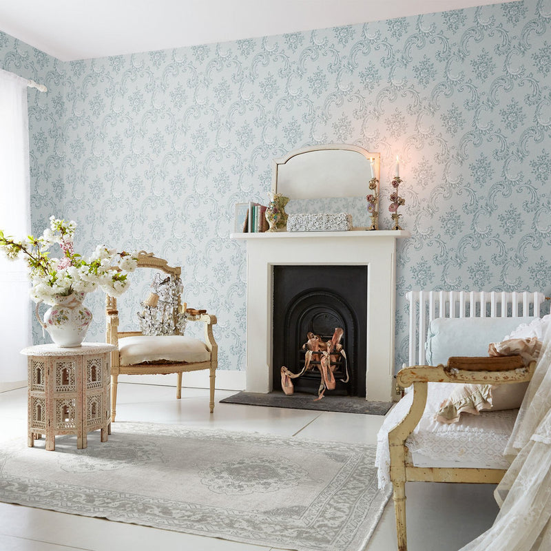 125114 Boudoir Beauty Blue Wallpaper by Rachel Ashwell