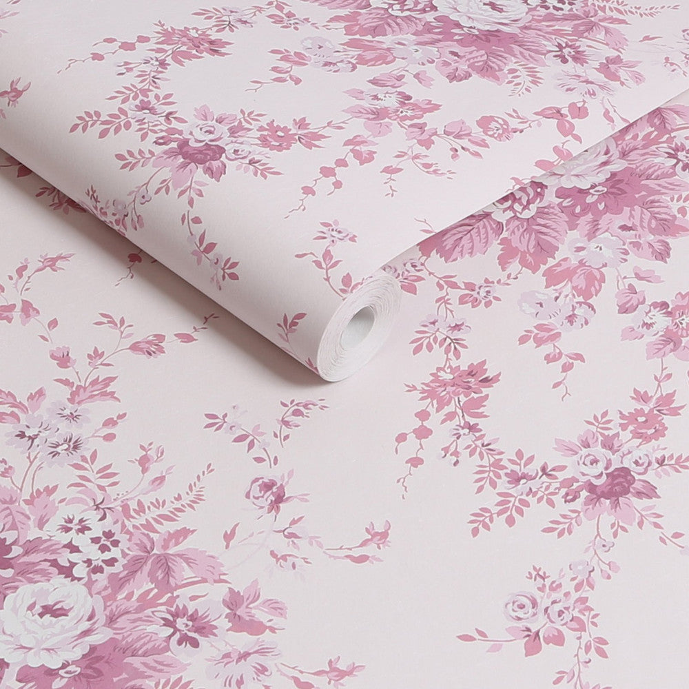 125126 Garden Floral Pink Tonal Wallpaper by Rachel Ashwell