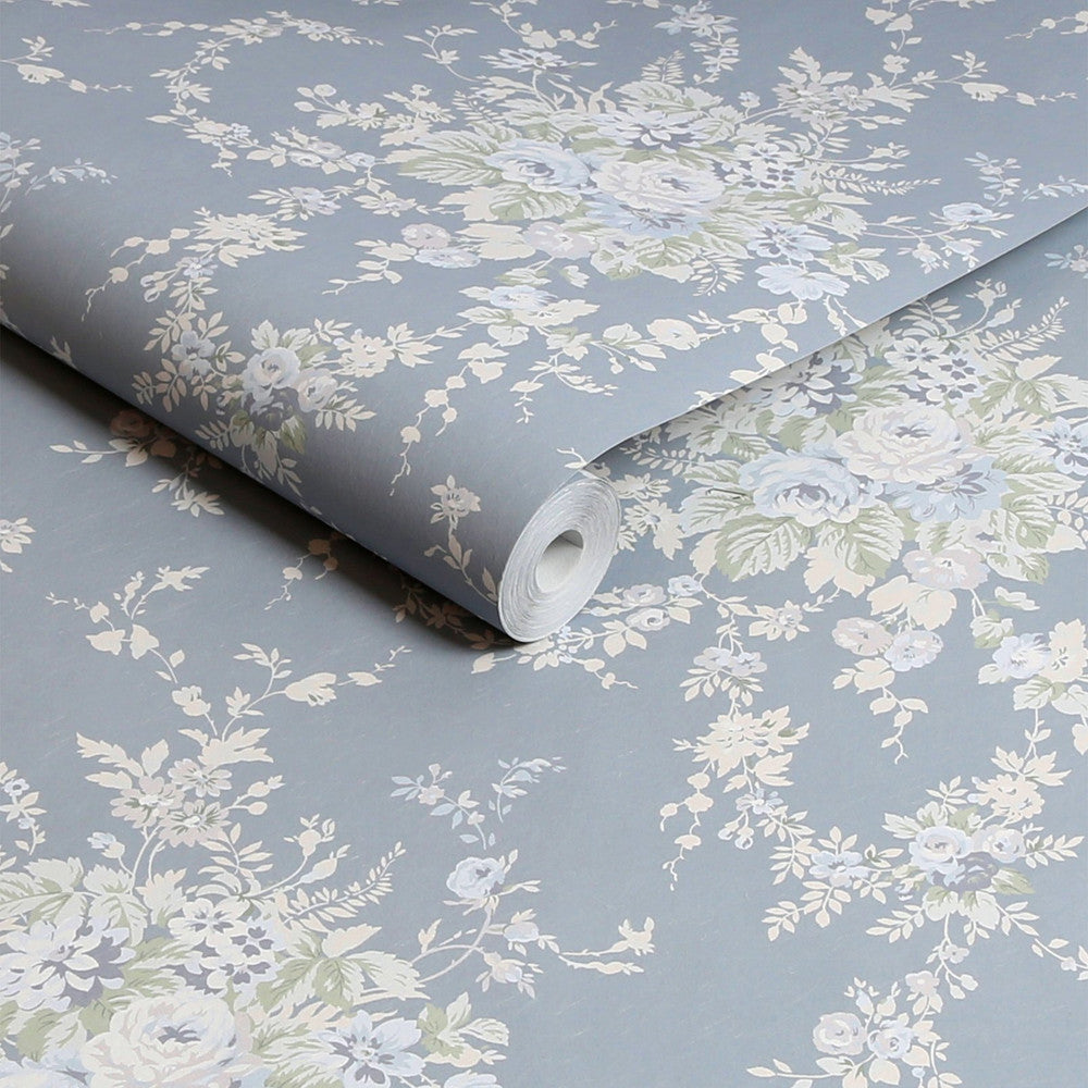 125129 Garden Floral Slate Grey Wallpaper by Rachel Ashwell