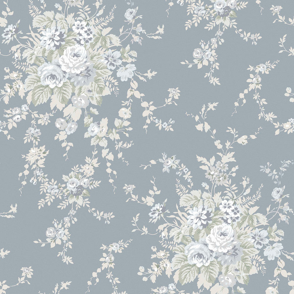 125129 Garden Floral Slate Grey Wallpaper by Rachel Ashwell