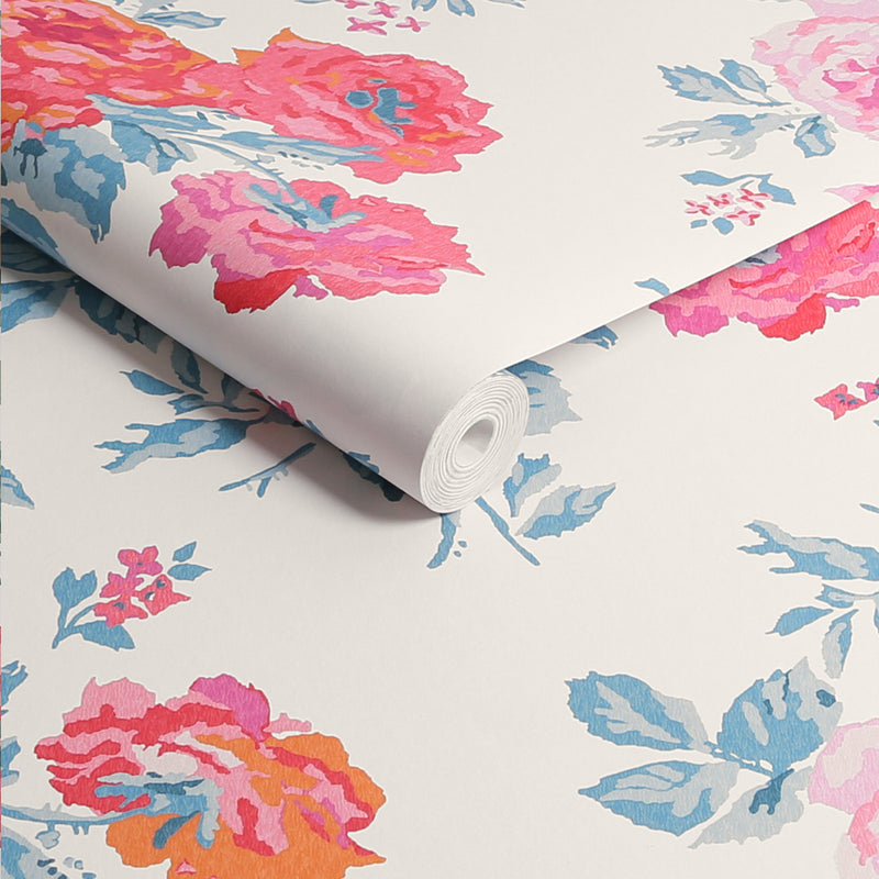 125495 Archive Rose Blue & Pink Wallpaper by Cath Kidston
