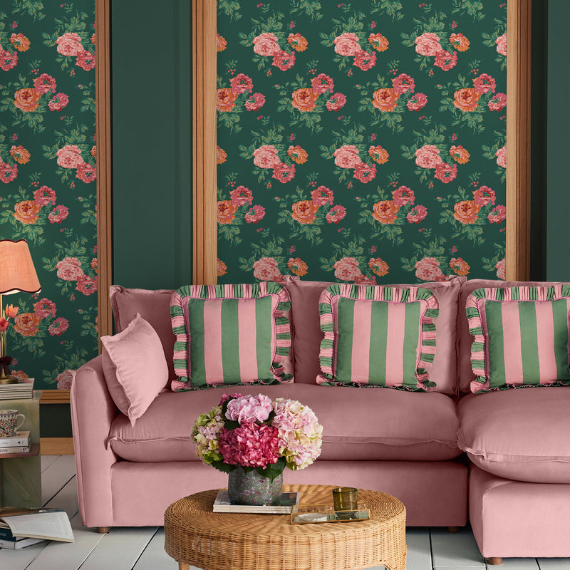 125496 Archive Rose Green Wallpaper by Cath Kidston