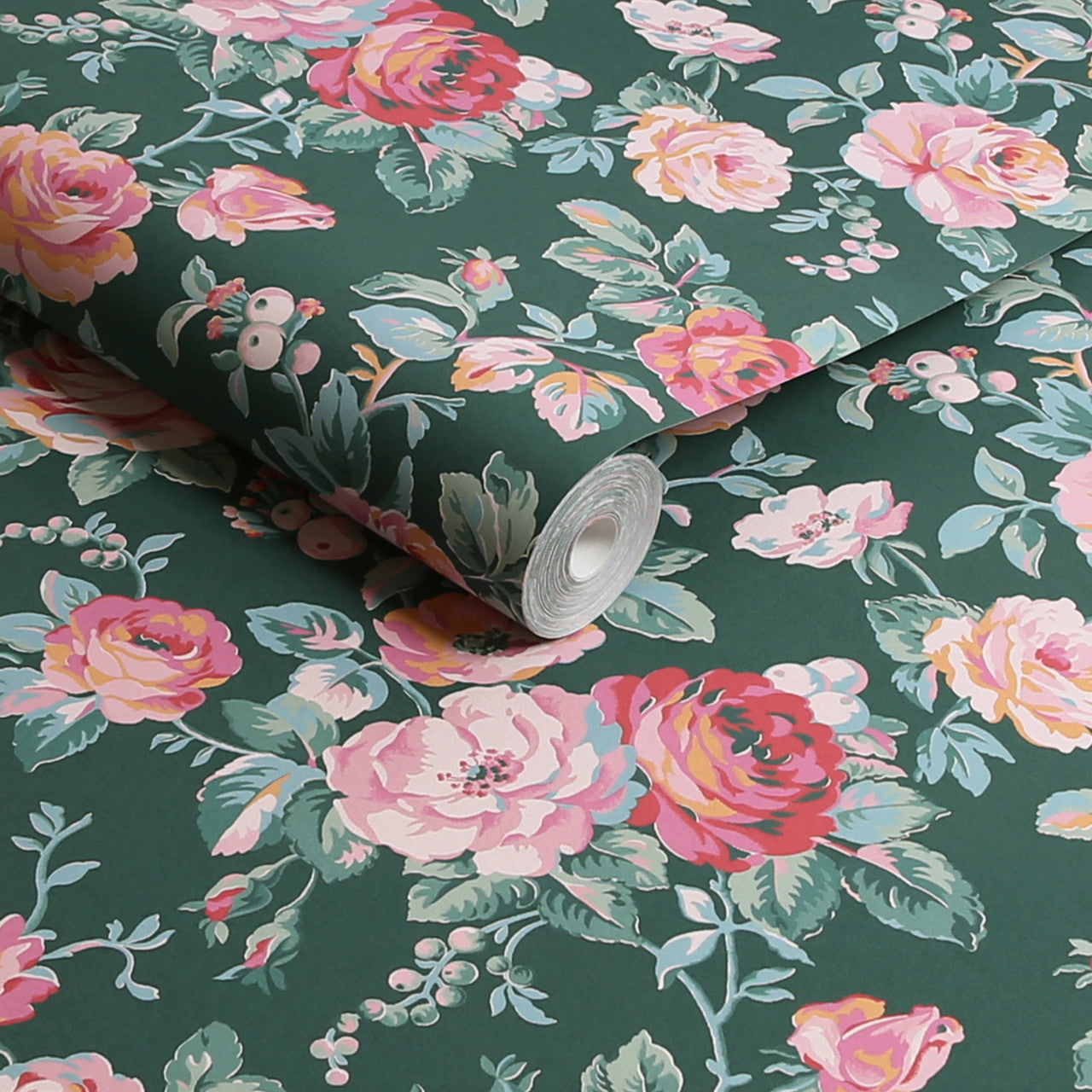 125502 Garden Rose Green Wallpaper by Cath Kidston