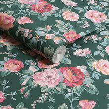 125502 Garden Rose Green Wallpaper by Cath Kidston