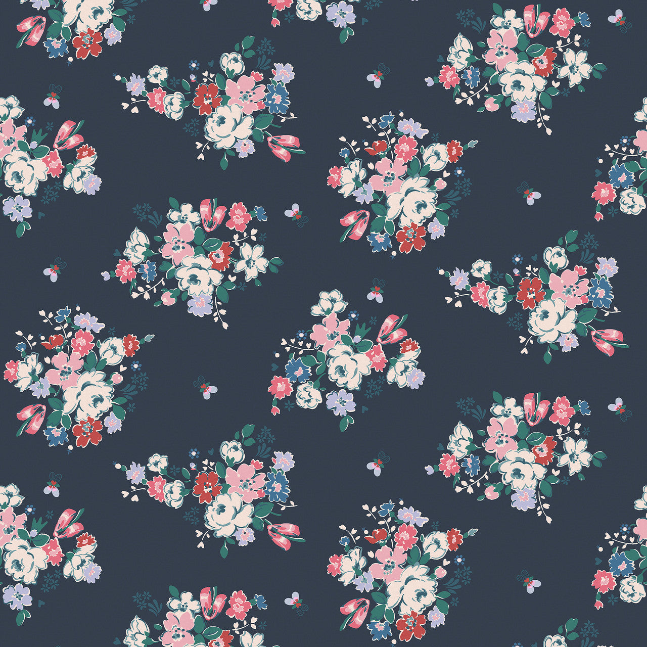 125510 Clifton Floral Navy Wallpaper by Cath Kidston