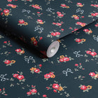 125512 Rows and Bows Navy Wallpaper by Cath Kidston