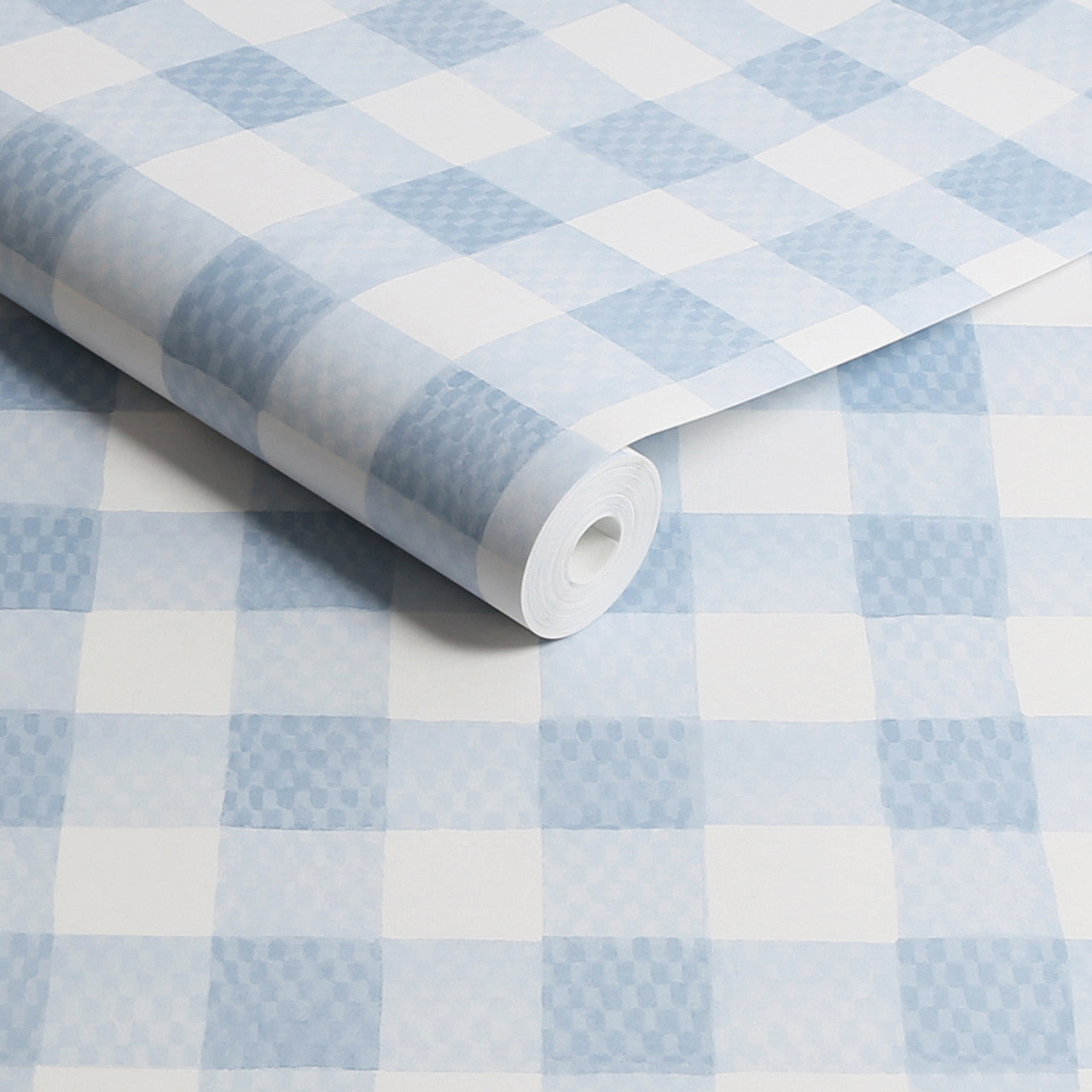 125514 Painted Gingham Blue Wallpaper by Cath Kidston