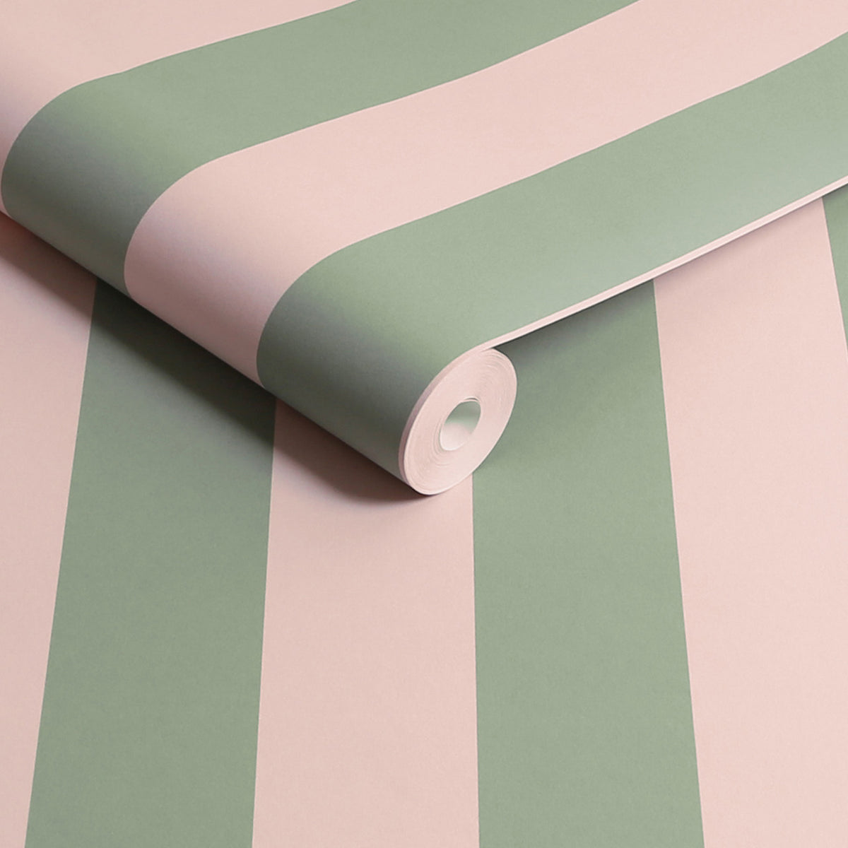 Canopy Stripe Green and Pink Wallpaper by Cath Kidston