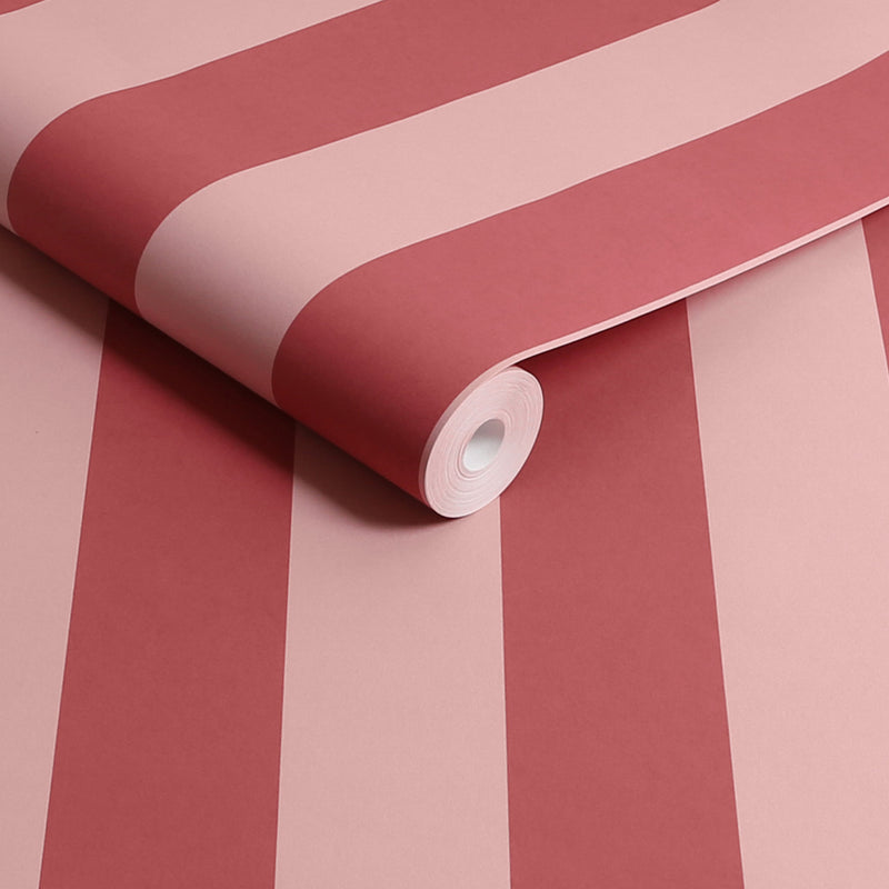 125519 Canopy Stripe Pink and Red Wallpaper by Cath Kidston