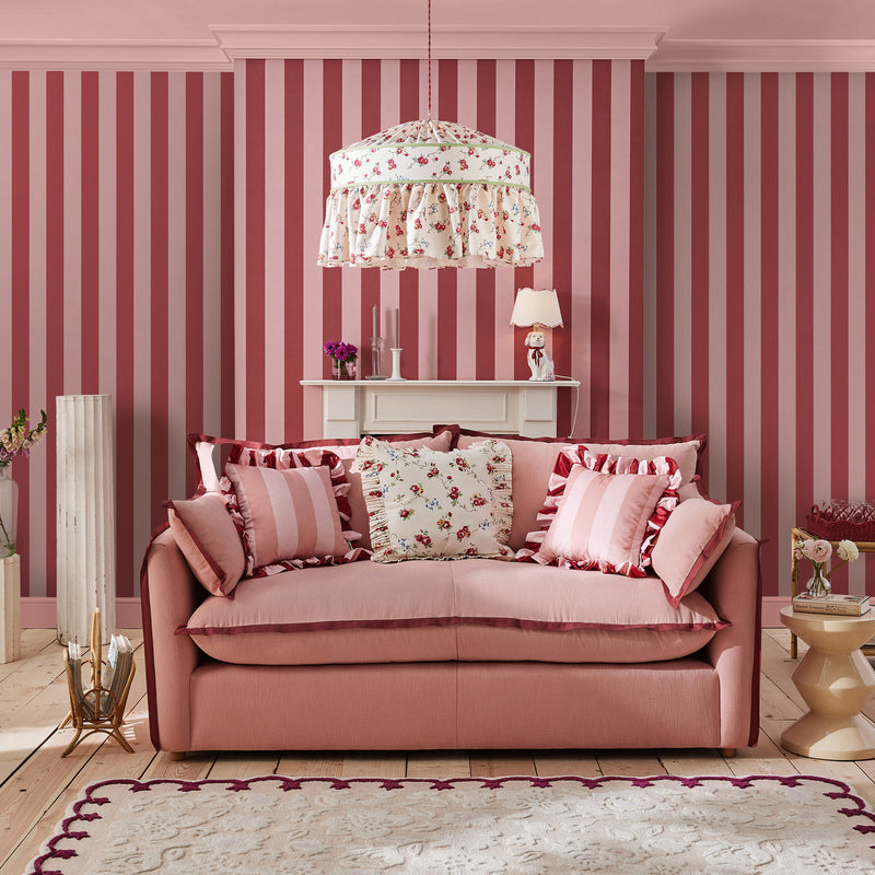 125519 Canopy Stripe Pink and Red Wallpaper by Cath Kidston