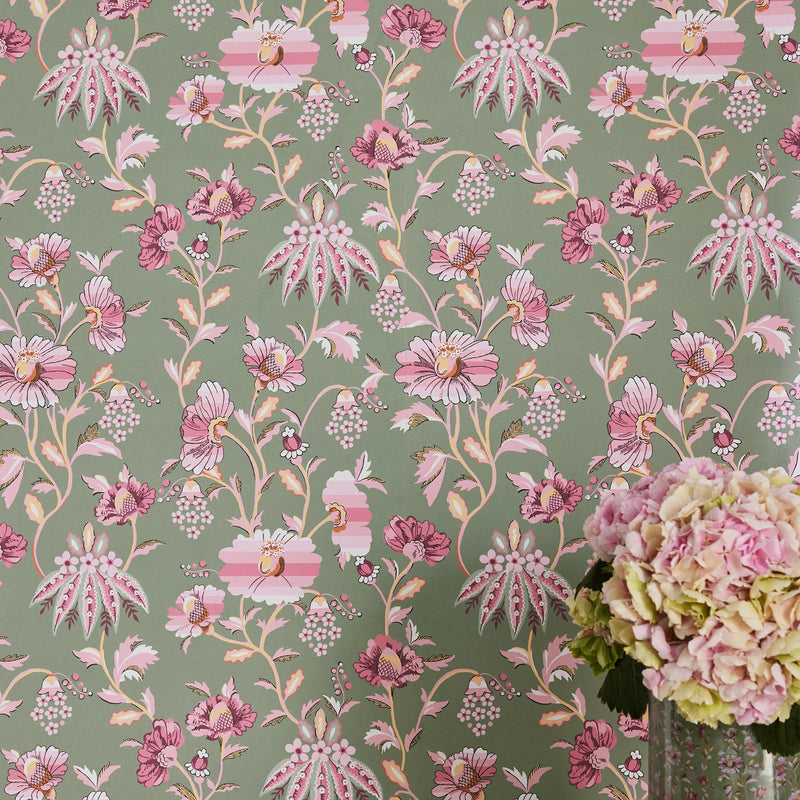 125524 Friendship Garden Sage Wallpaper by Cath Kidston