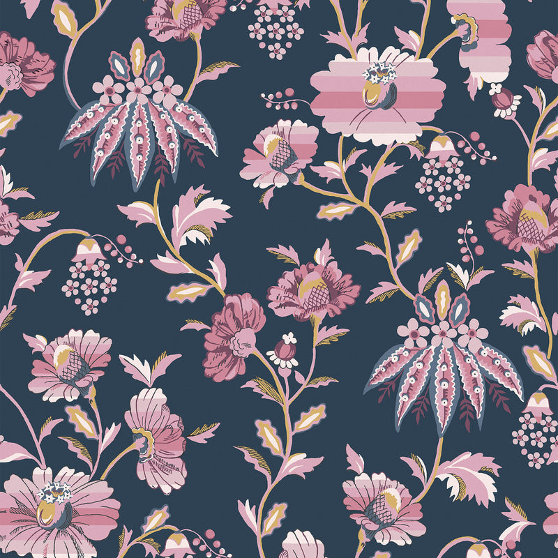 125525 Friendship Garden Navy Wallpaper by Cath Kidston