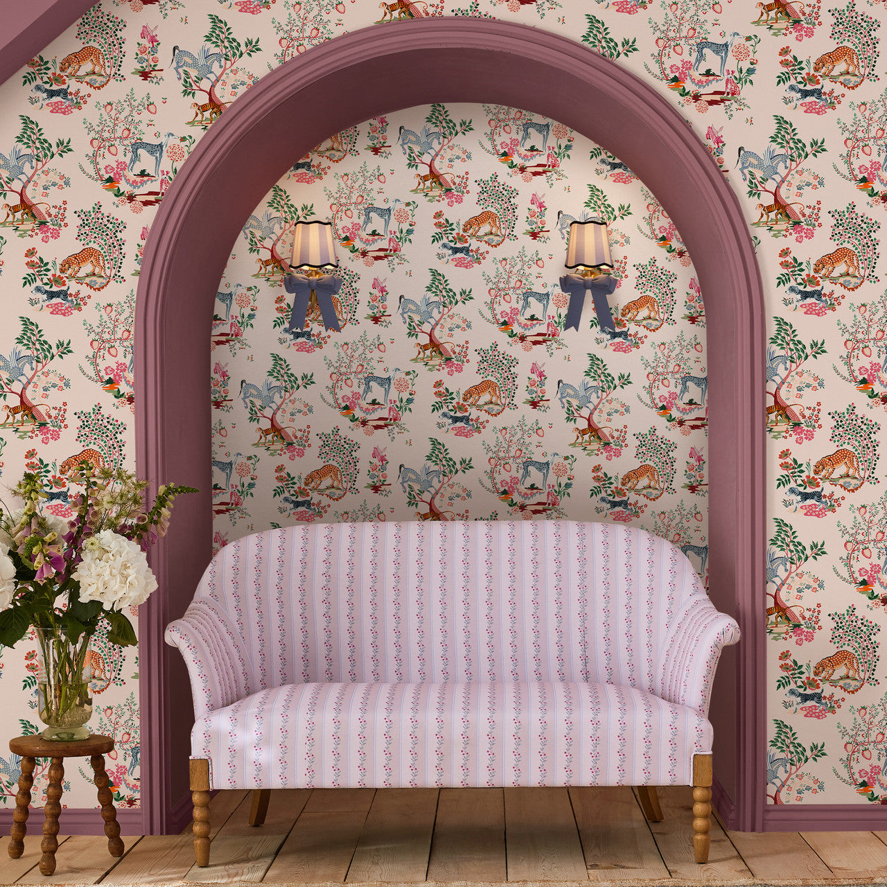 125528 Painted Kingdom Pink Wallpaper by Cath Kidston