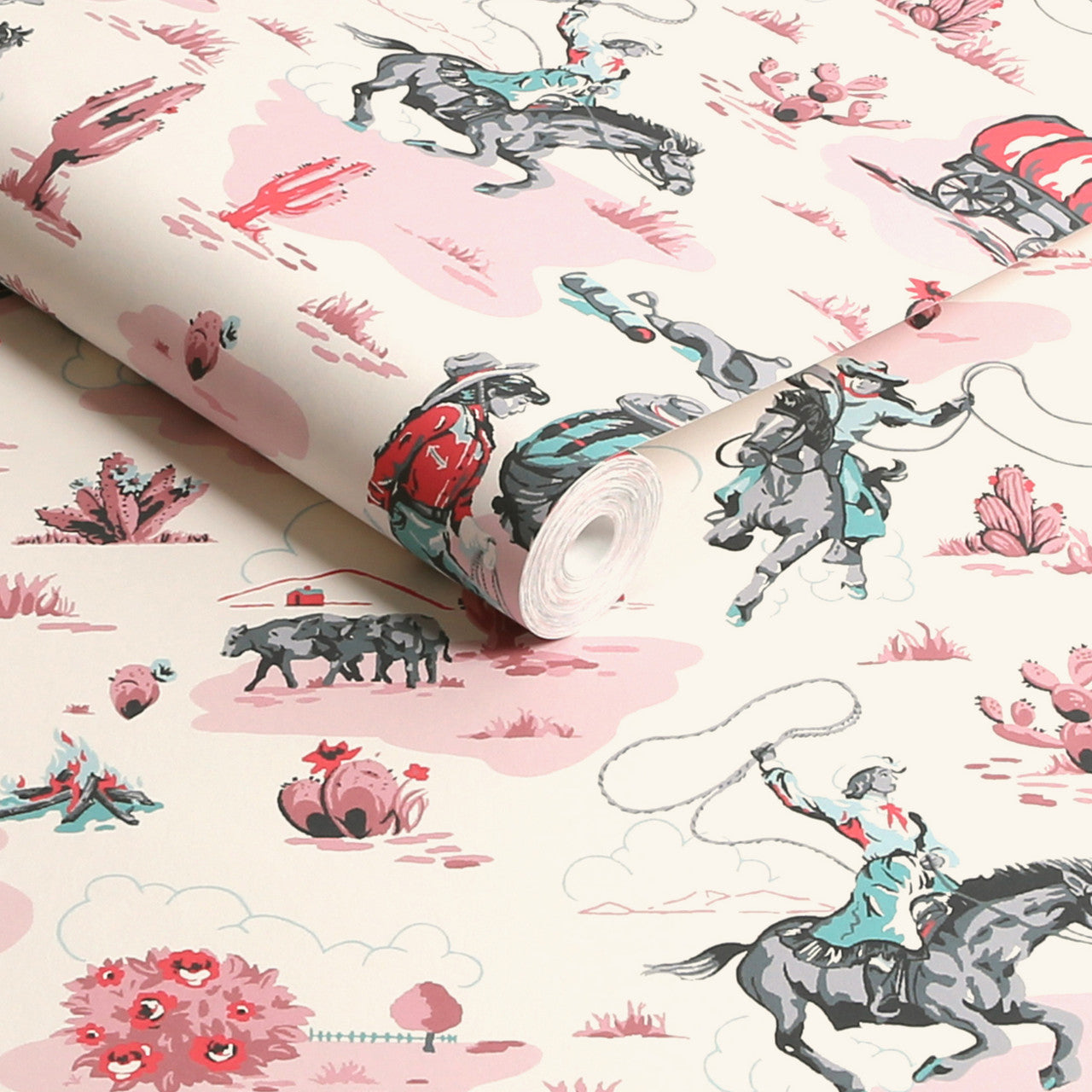125534 Cowgirls Pink Wallpaper by Cath Kidston