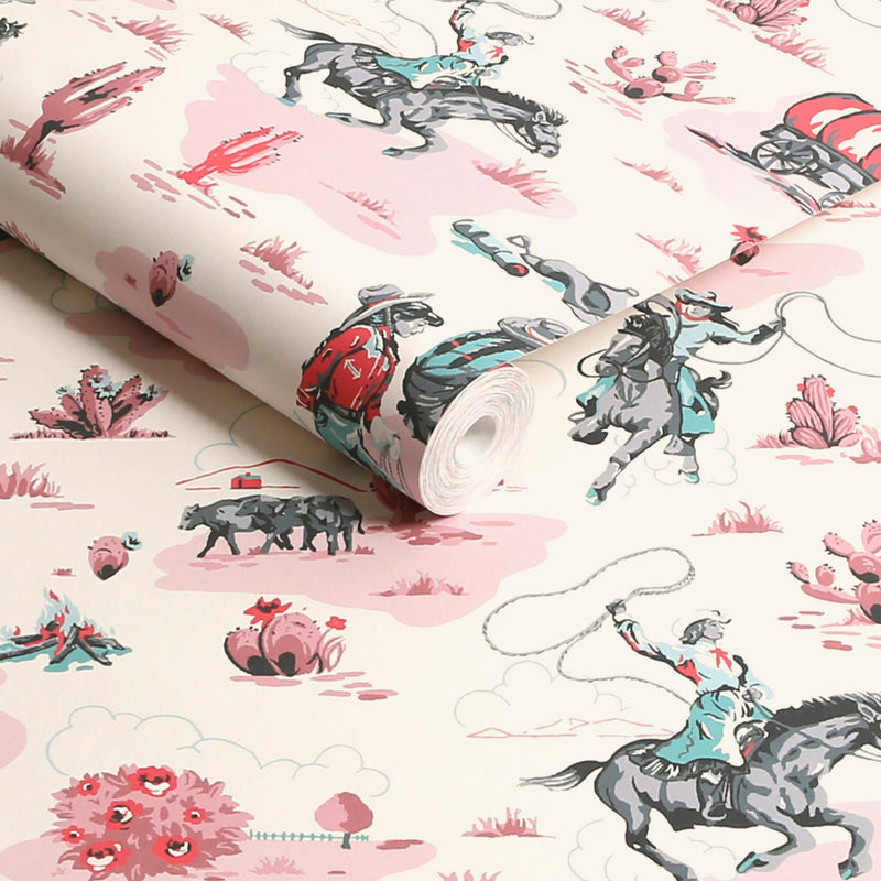 125534 Cowgirls Pink Wallpaper by Cath Kidston