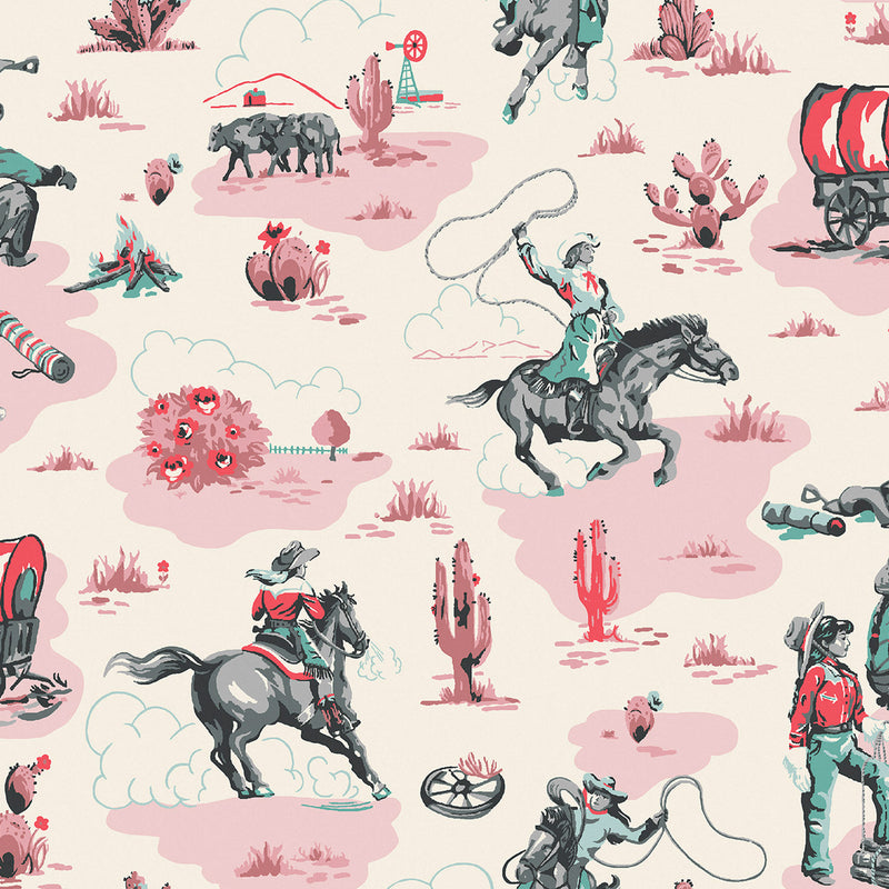 125534 Cowgirls Pink Wallpaper by Cath Kidston