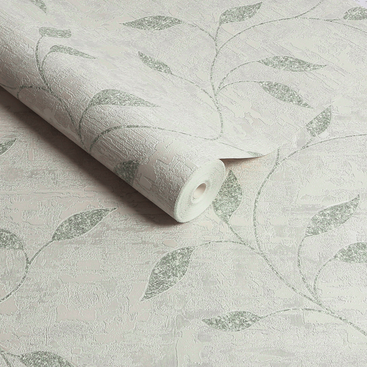 128814 Ornamental Leaf Sage Boutique Wallpaper