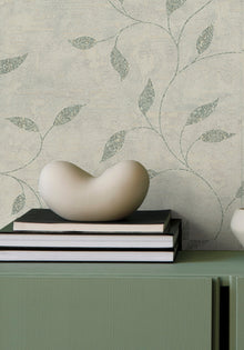 128814 Ornamental Leaf Sage Boutique Wallpaper