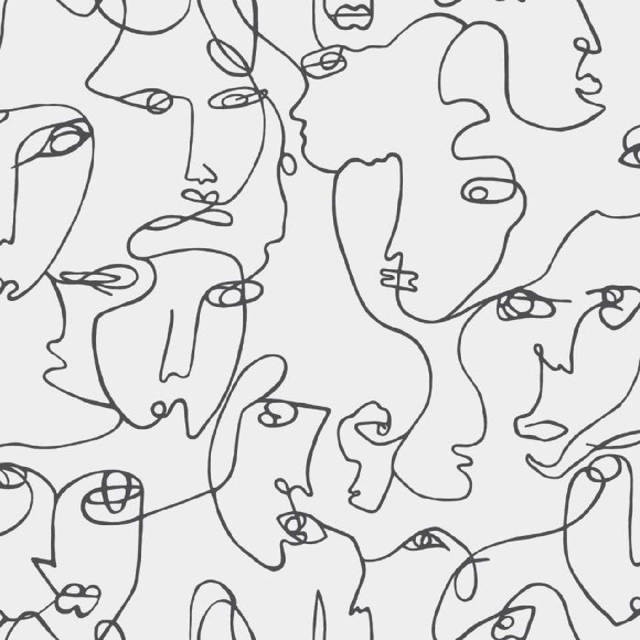 12993 Abstract Faces Black and White Wallpaper by Holden DŽcor