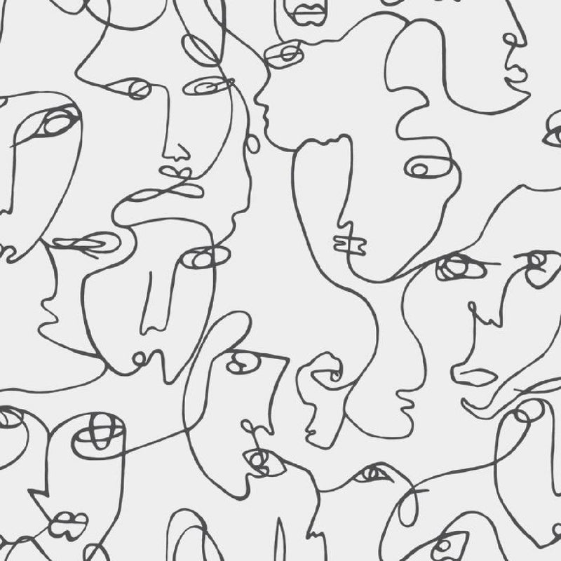 12993 Abstract Faces Black and White Wallpaper by Holden DŽcor