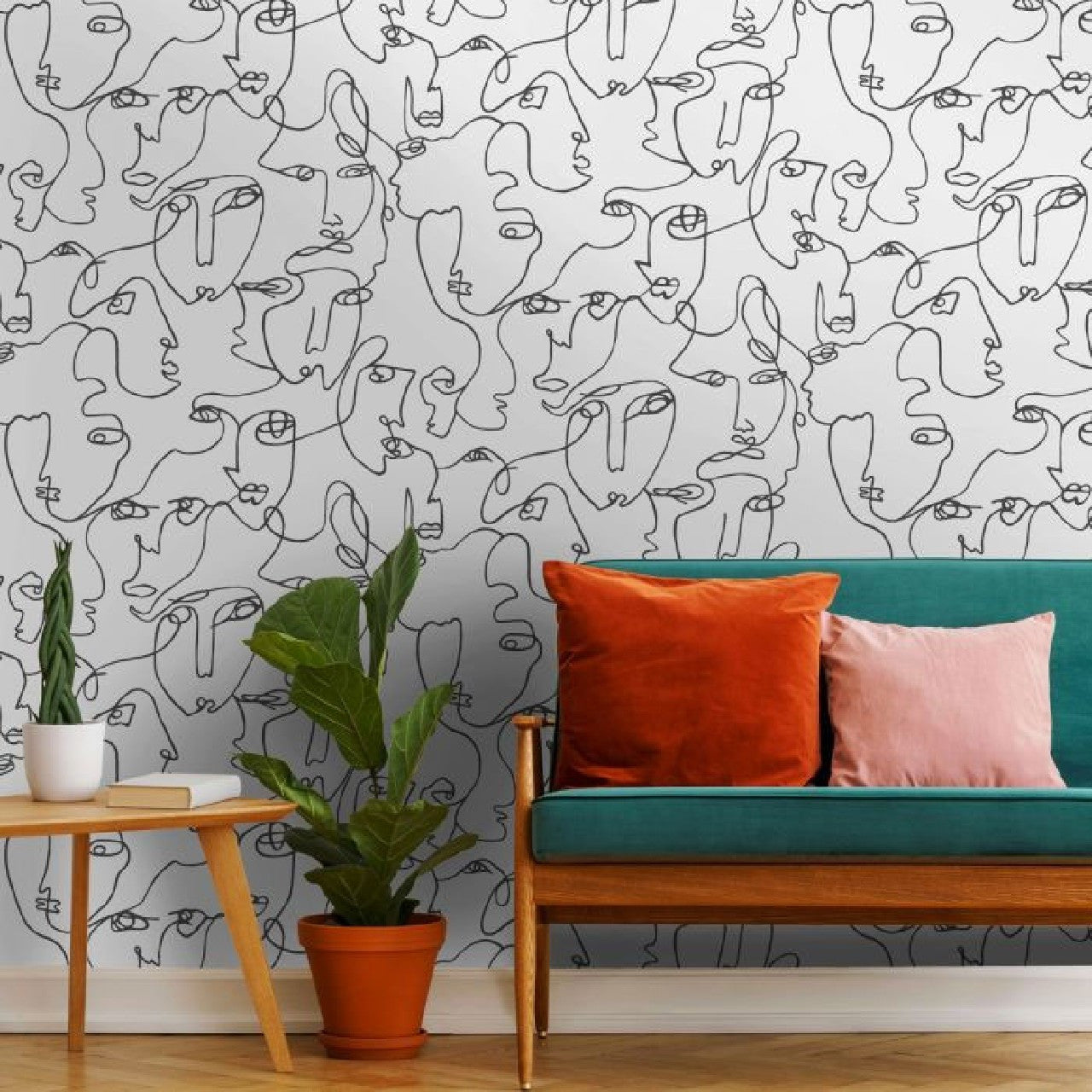 12993 Abstract Faces Black and White Wallpaper by Holden DŽcor