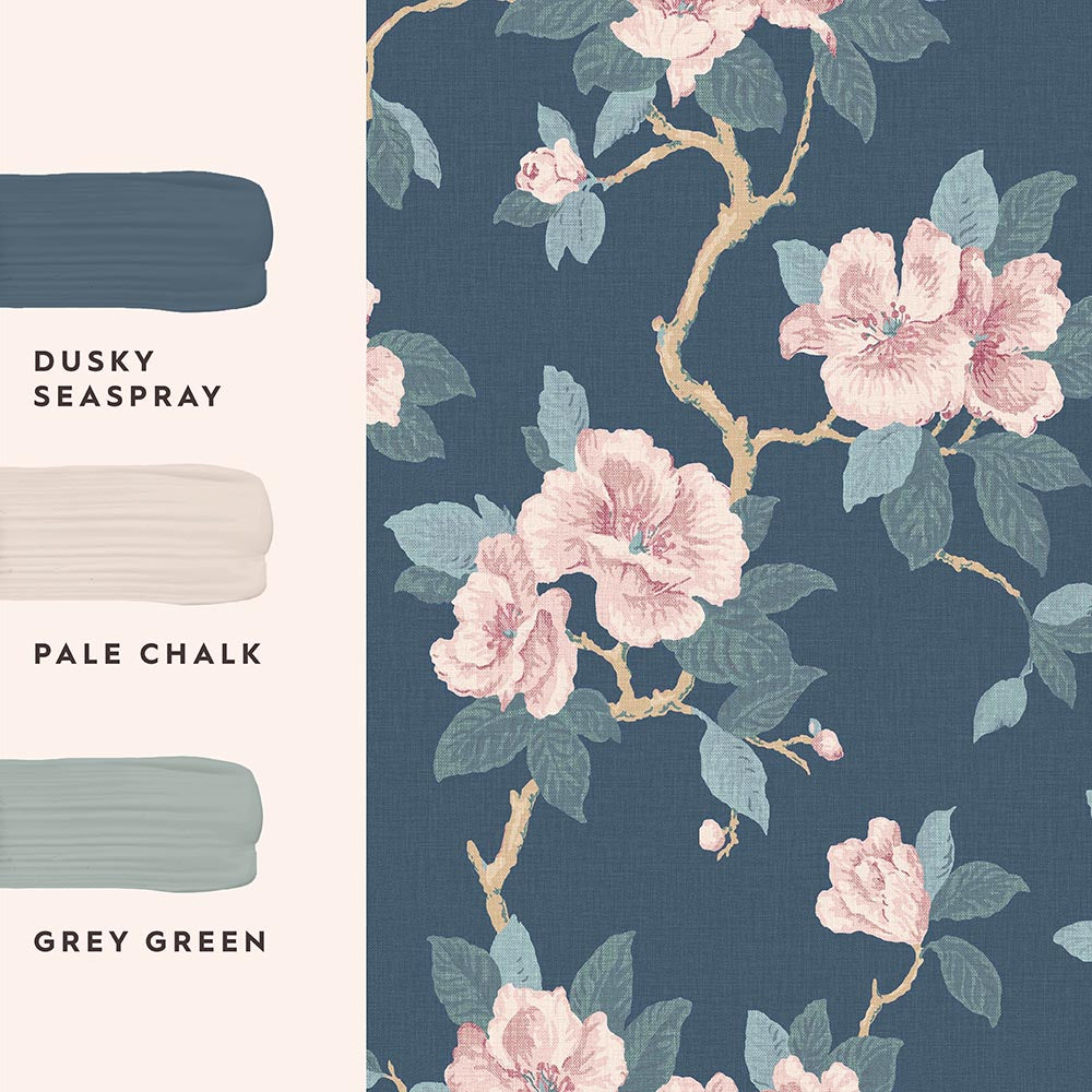 130095 Maya Dusky Seaspray Wallpaper by Laura Ashley