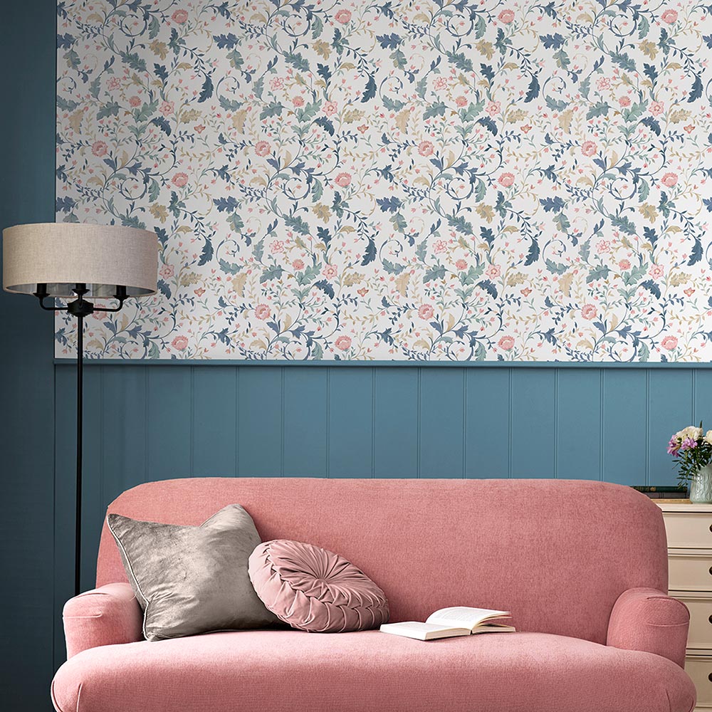 130099 Litton Dusky Seaspay Wallpaper by Laura Ashley