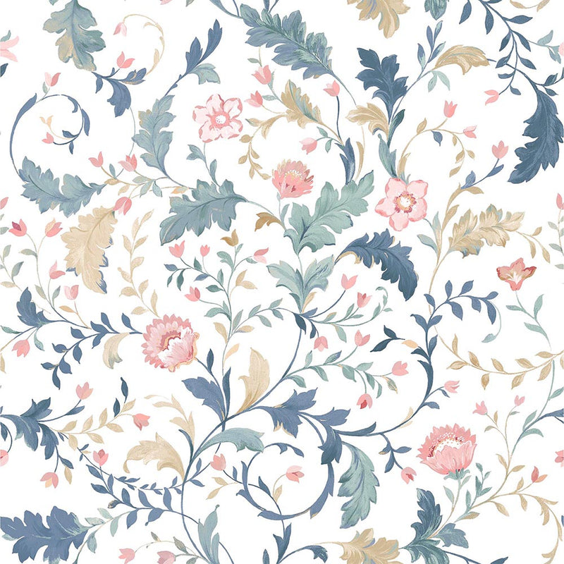 130099 Litton Dusky Seaspay Wallpaper by Laura Ashley