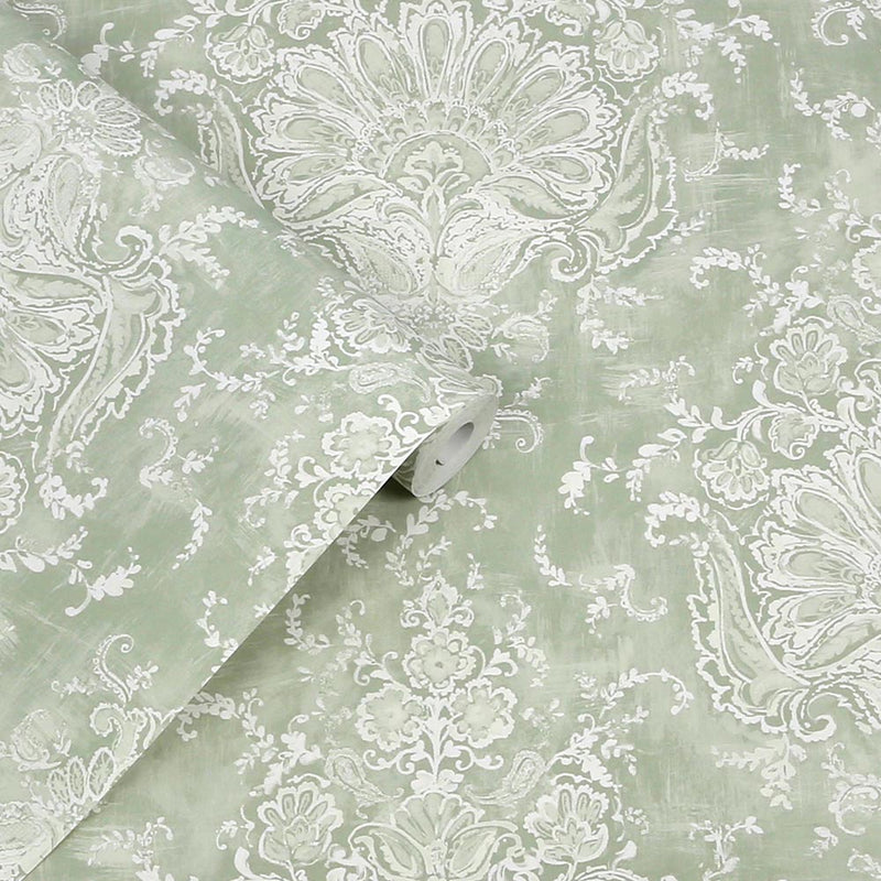 130105 Maddox Sage Green Wallpaper by Laura Ashley