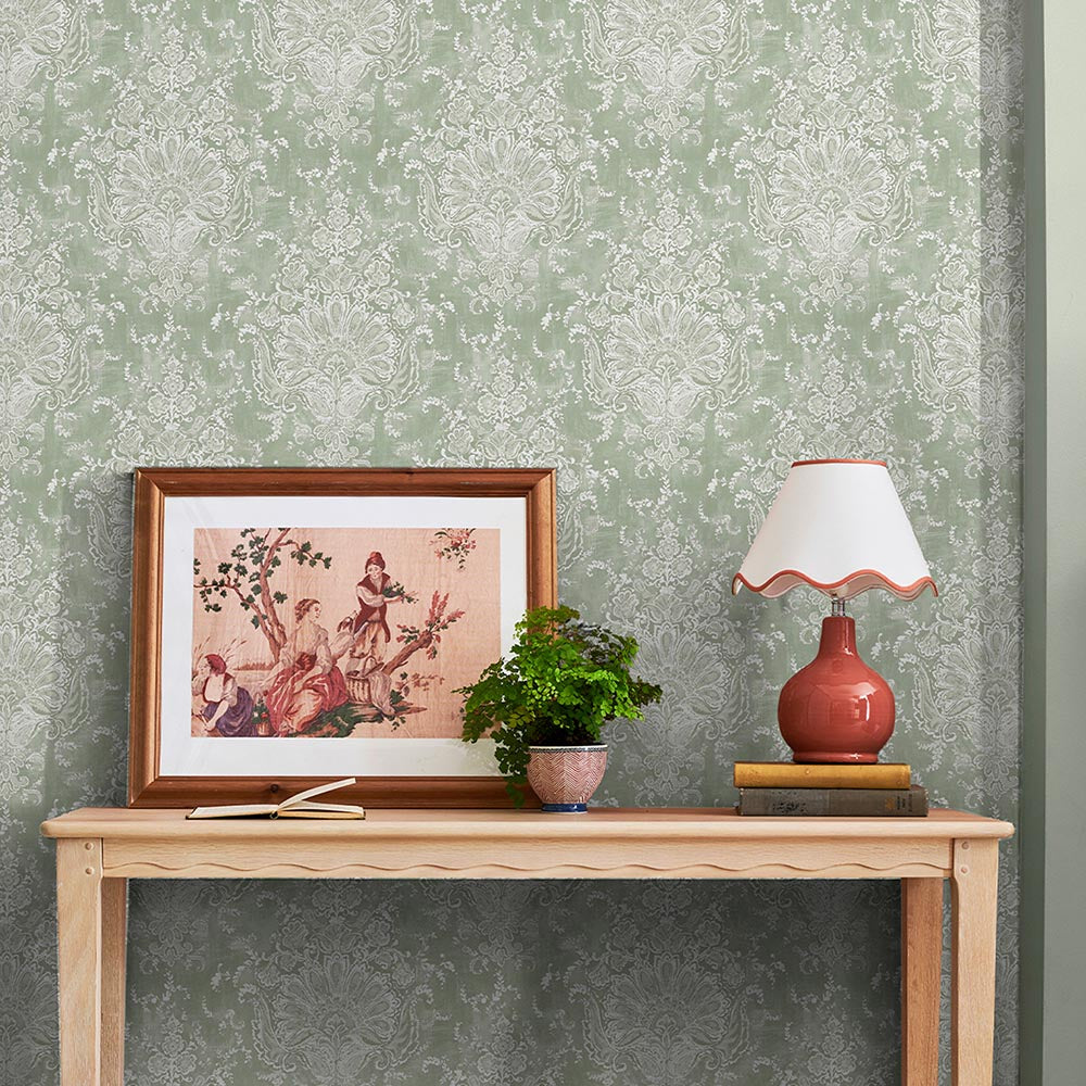 130105 Maddox Sage Green Wallpaper by Laura Ashley