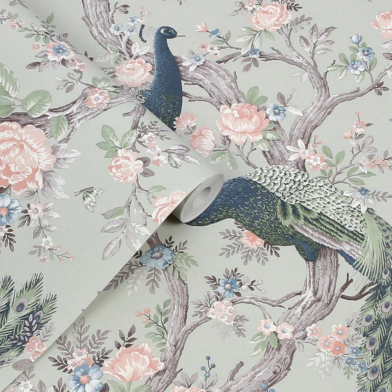 130113 Belvedere Sage Green Wallpaper by Laura Ashley