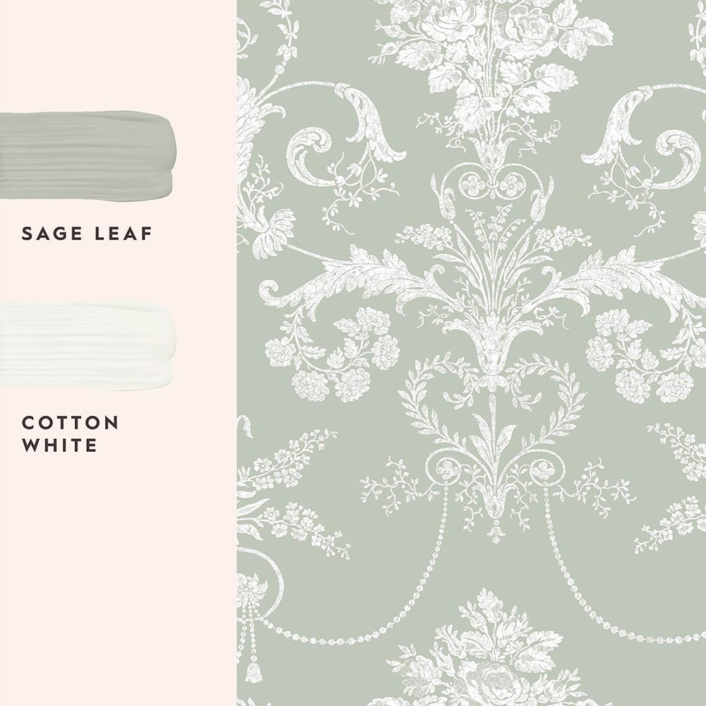 130114 Josette Sage Green Wallpaper by Laura Ashley