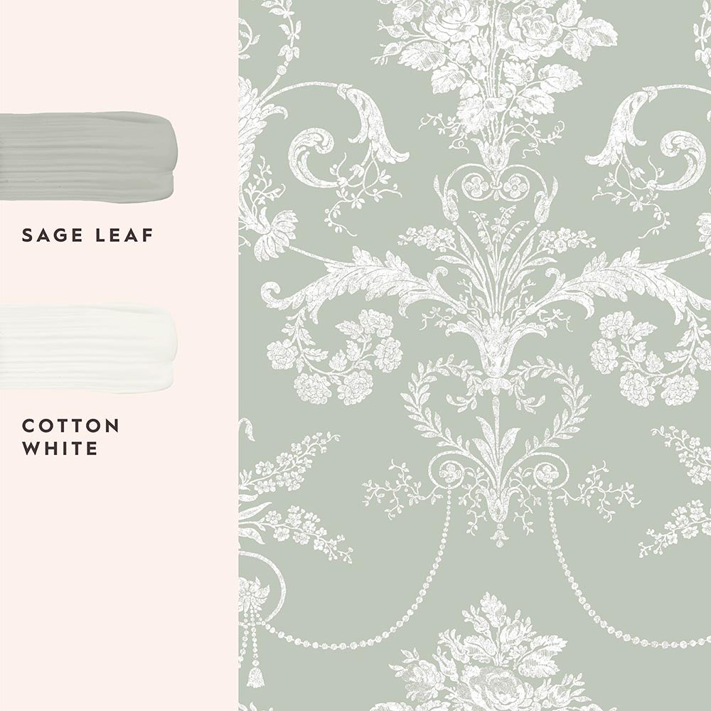 130114 Josette Sage Green Wallpaper by Laura Ashley