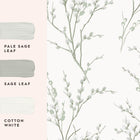 130115 Pussy Willow Sage Green Wallpaper by Laura Ashley